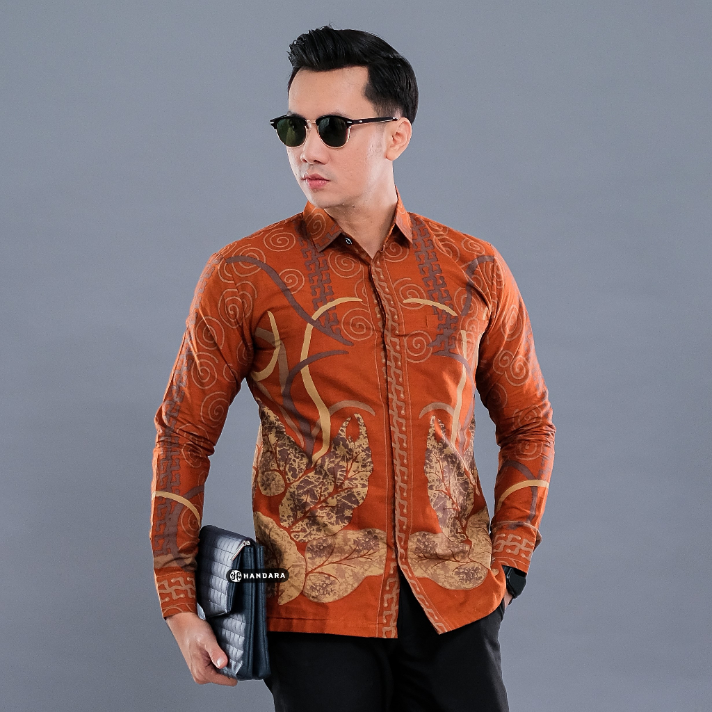 DISKON HANDARA BATIK PREMIUM PRIA LENGAN PANJANG SLIM FIT FURING - RANACOTTA