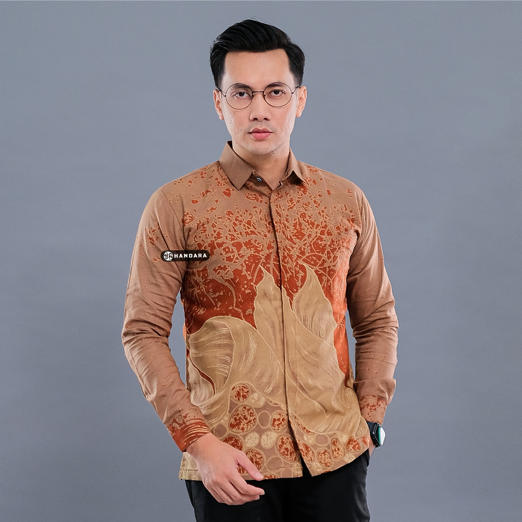 Batik Handara - Calathea Terakota Kemeja Pria Furing Erro