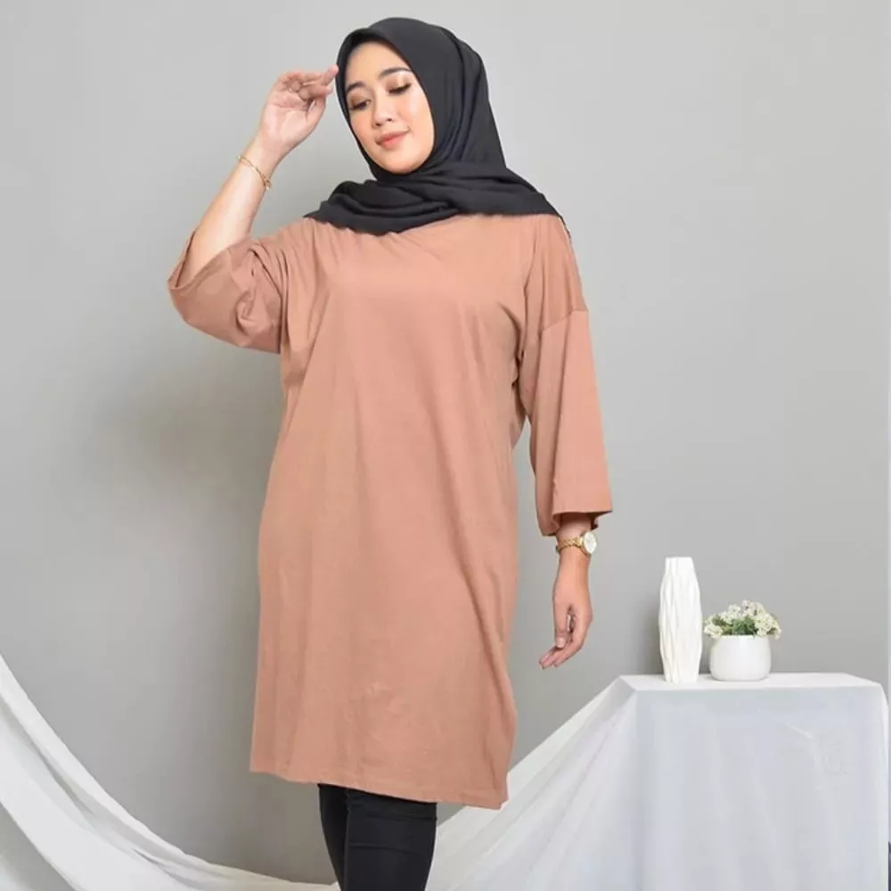 ATASAN TUNIK BASIC BABYTERRY OVERSIZE POLOS - KAOS TUNIK JUMBO