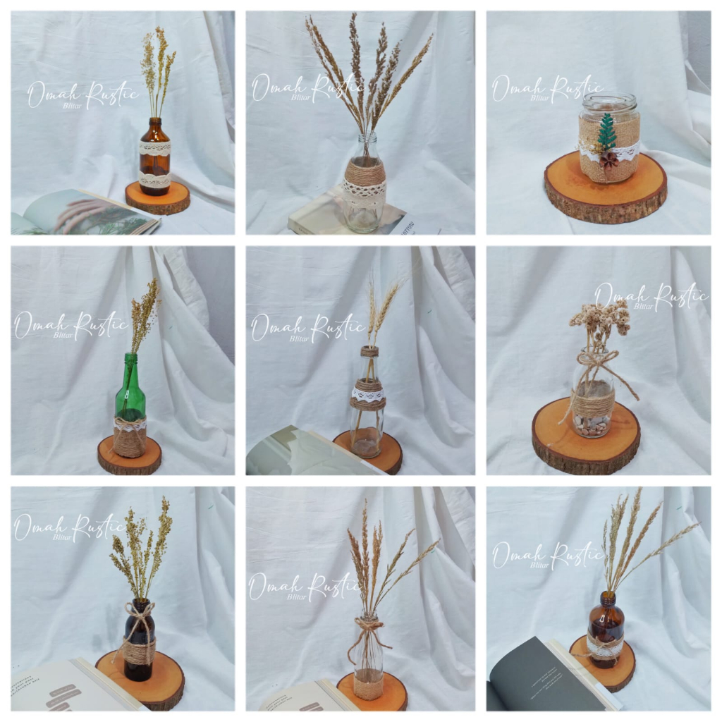 TERMURAH- VAS BOTOL KACA TALI RAMI/ VAS BOTOL AESTHETIC/ VAS BUNGA