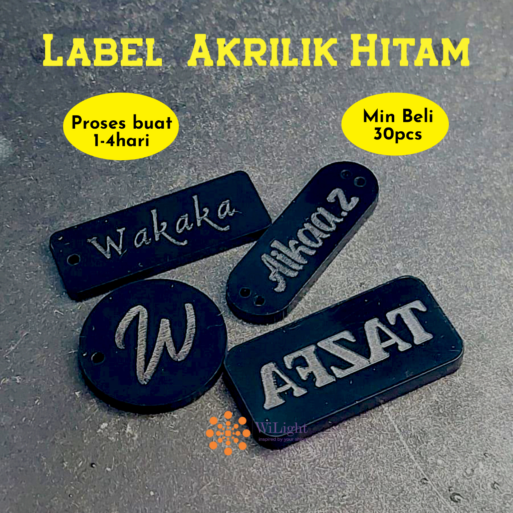 Label Akrilik Hitam | Label Hijab Branding / Tag Label Merk