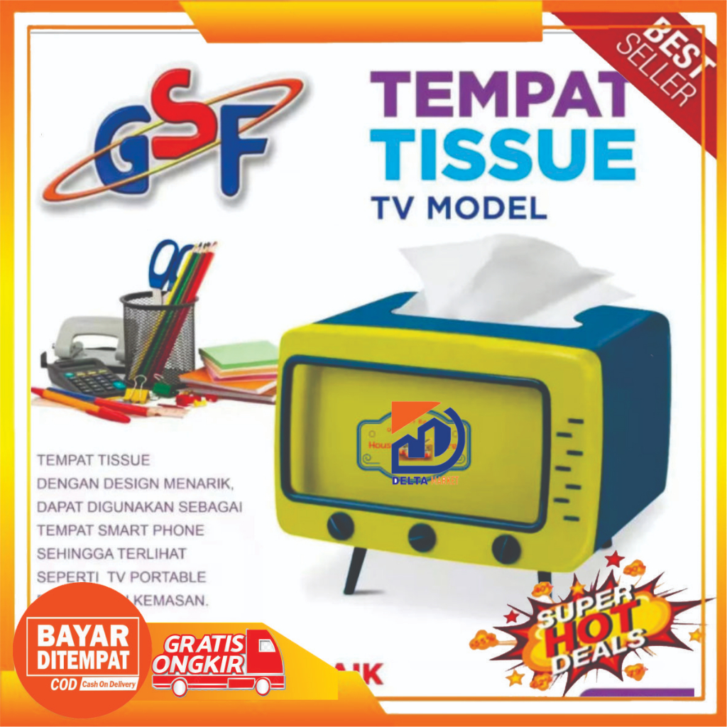 Kotak Tisu Multifungsi / Storage Box Serbaguna / Tempat Tissue 151 GSF /  Bentuk TV Retro Jadul