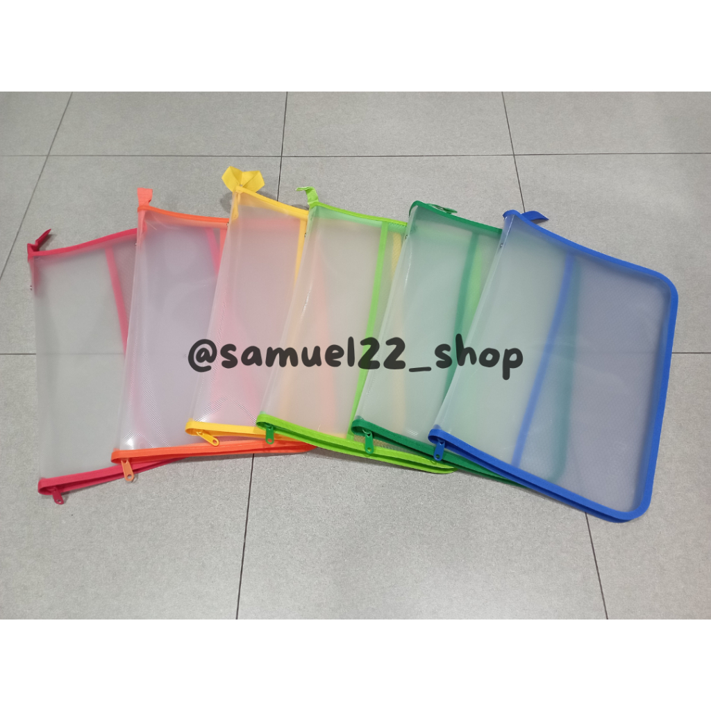 

Map Plastik Resleting Zipper Jaring Bag Folio / F4 JENIA Warna