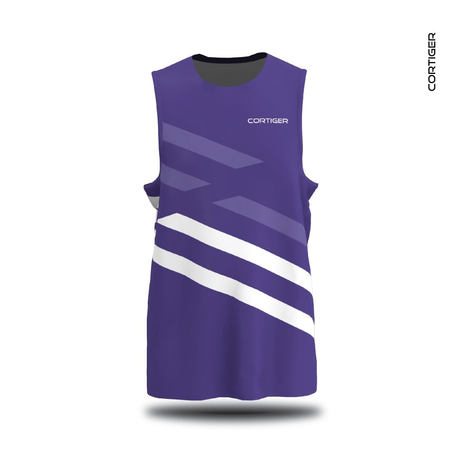 Jersey lari pria Cortiger Jersey lari wanita Cortiger  - CORE PRIMO "SINGLET RUNNING LINEA PURPLE" M