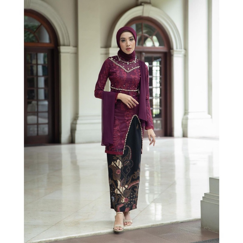 (ADA JUMBO) Kebaya Couple Modern Hanna Kebaya Wisuda Set Tunik Lamaran Tunangan Batik Baju Couple Kondangan Terbaru 2023