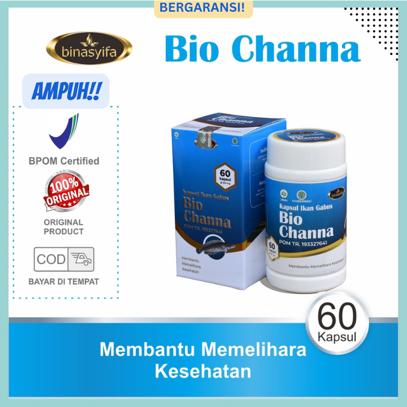 Kapsul Kutuk Premium asli 100 original BIOCHANNA BPOM KAPSUL IKAN KUTUK / GABUS Kaya Albumin vitamin