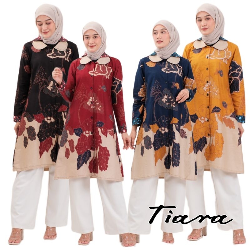 TUNIK BATIK KANTOR WANITA MUSLIMAH JUMBO TERBARU TERLARIS
