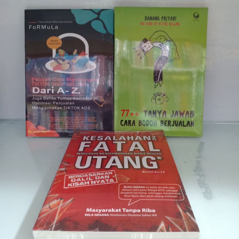 Paket 3 buku, pelajari cara membangun tiktok dari a-z, 77++ tanya jawab cara bodoh berjualan, dan Ke