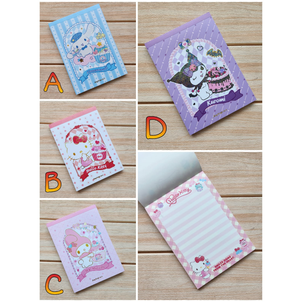 

BUKU MEMO SOBEK ORI JOY TOP CINAMOROLL KUROMI (14X19.5)