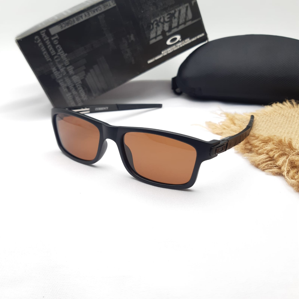 NEW KACAMATA HITAM PRIA OAKLEY  qurrency  8026 POLARIZED LENS BROWN FULLSET