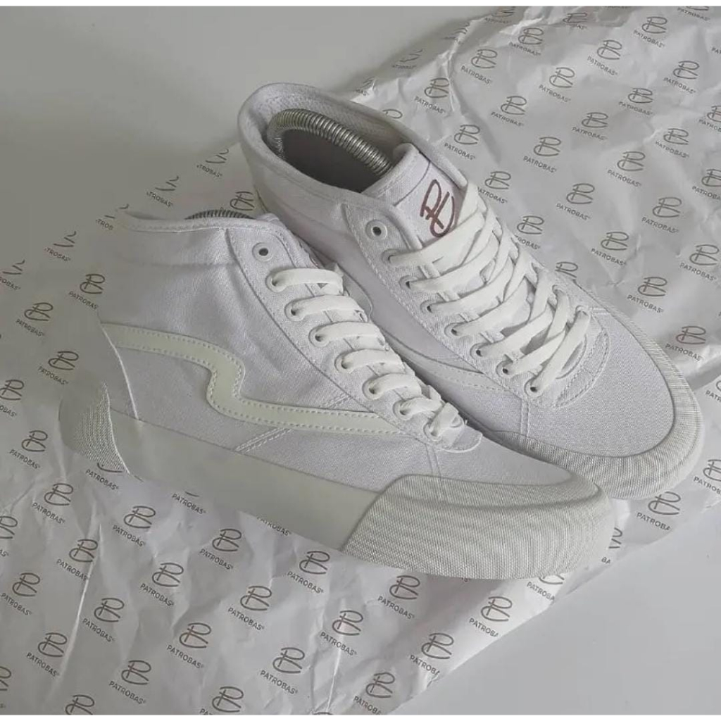 Sepatu Patrobas Ivan High Triple White Original 100% Sepatu Kasual Pria Putih