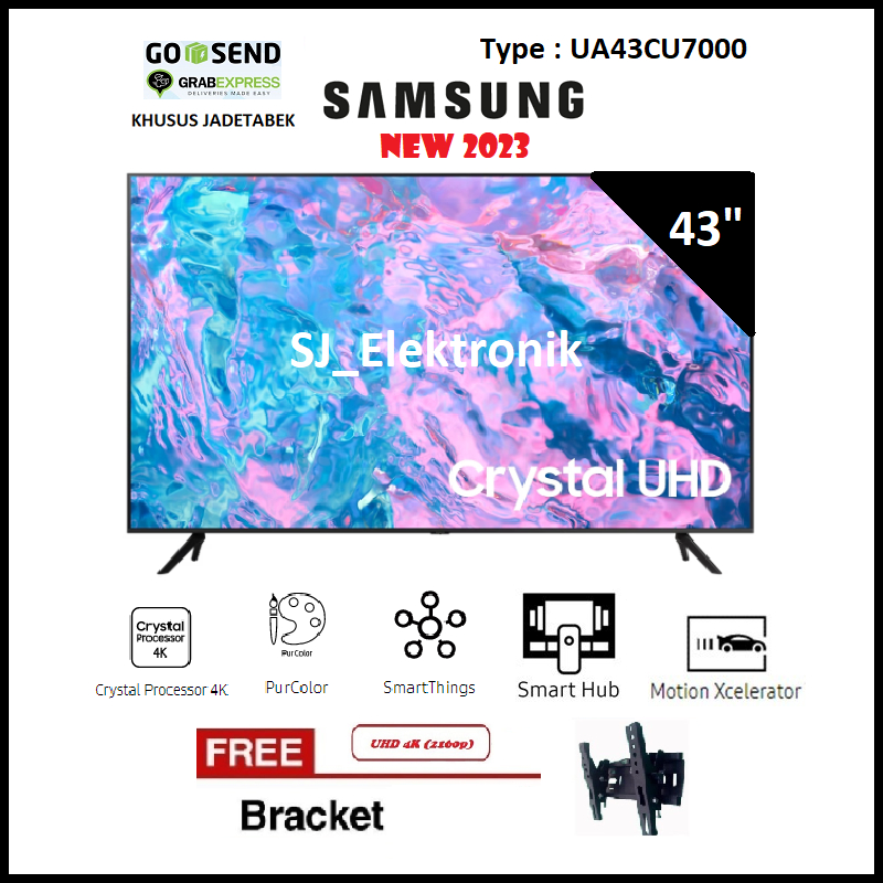 Braket + LED TV Samsung 43CU7000 - 43 Inch CU7000 Smart TV Crystal UHD