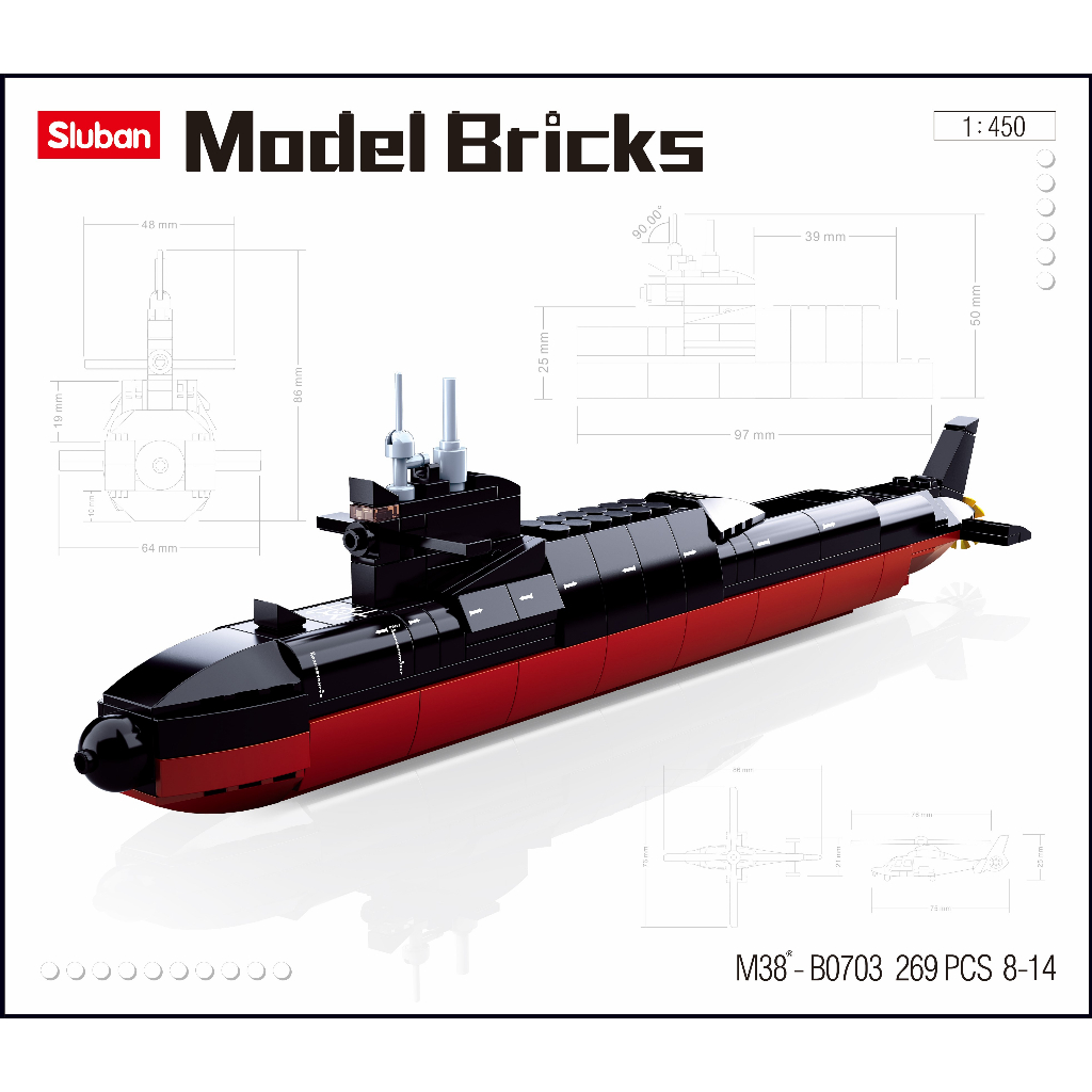 Sluban - Mainan Balok Susun Kapal Selam Model 094 Strategic Submarine M38-B0703