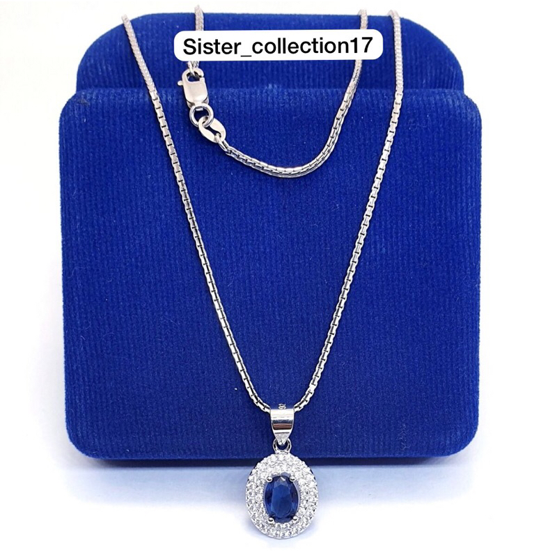 Kalung wanita lionti mata biru kalung cewek liontin mata biru perak 925 lapis emas putih