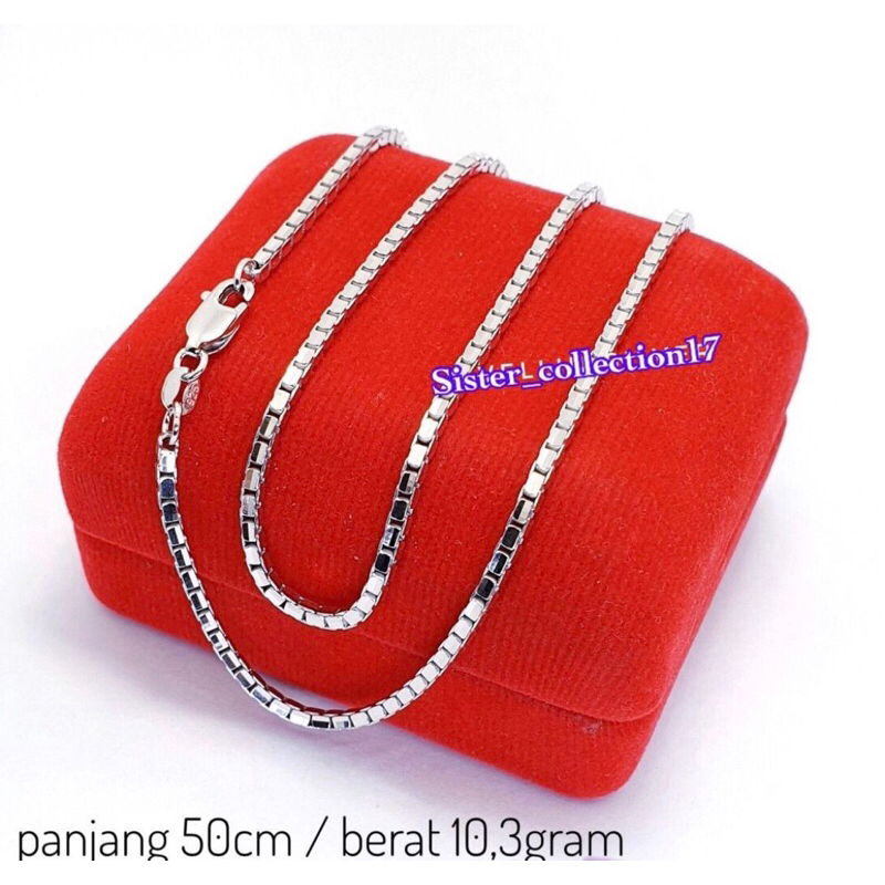 Kalung italy santa kalung cowok cewek perak 925 lapis emas putih kalung italy 50cm