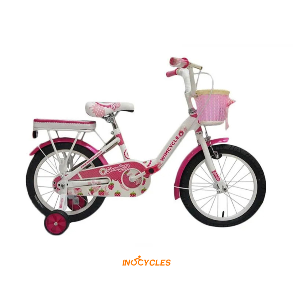 WIMCYCLE Strawberry 16" Sepeda Anak Cewek Keranjang