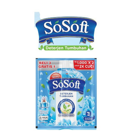[PGO] SoSoft So Soft 3+1 Sachet 80ml Deterjen Cair