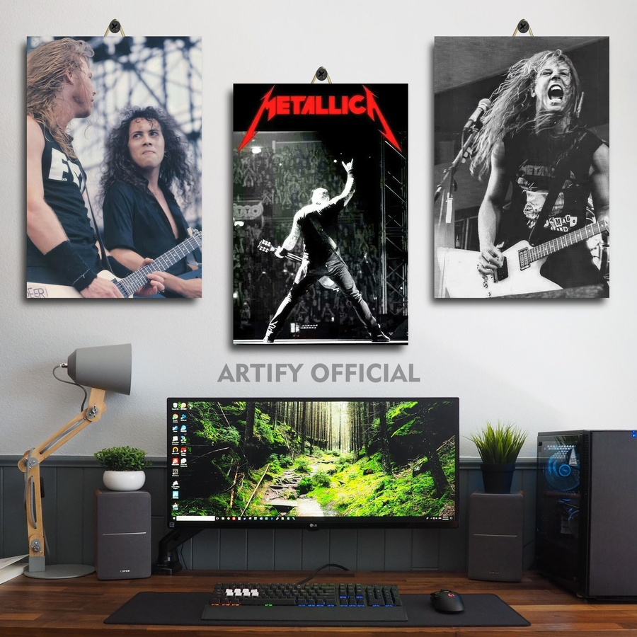 DEKORASI DINDING KAYU BAND DRUMMER METALLICA 20X30 / PAJANGAN KAMAR GAMING GAMBAR BAND METALLICA / H