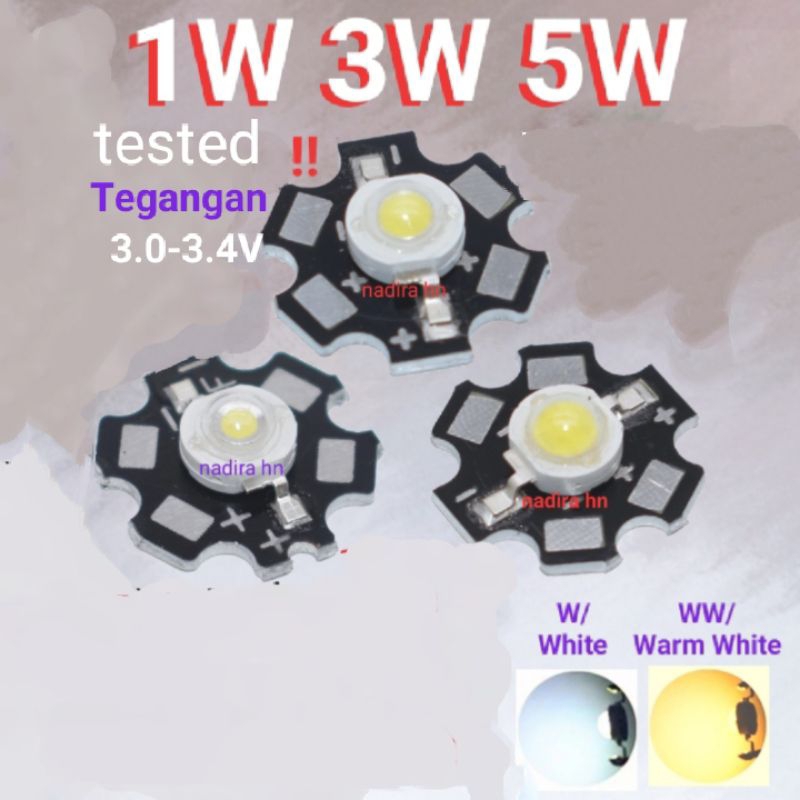 Led 1W 3W 5W+PCB Grade A hpl 1 watt 3 watt 5 watt lampu senter lampu sorot lampu hias lampu aquarium
