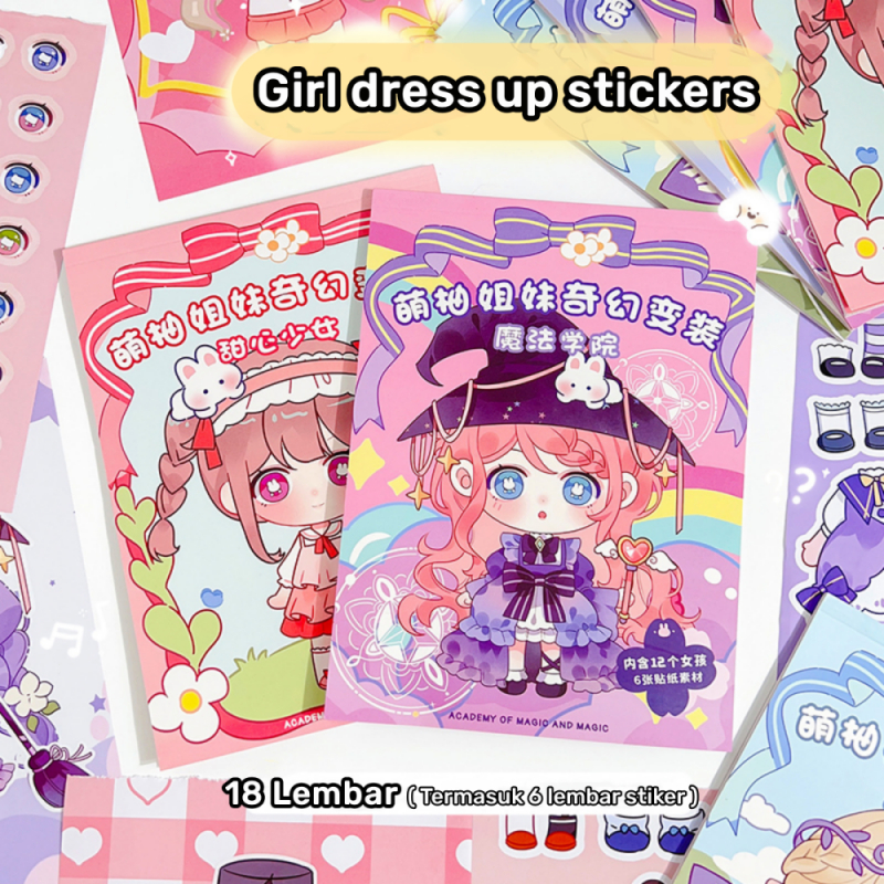 

Buku stiker dressup princess kawaii lucu Mainan edukasi baju bajuan anak perempuan cantik Ratus ganti kostum Sticker change makeup show cute girl Buku aktivitas model karaker kartun