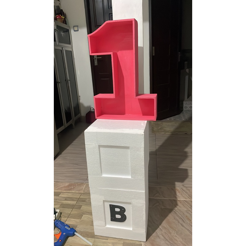 styrofoam angka isi balon / dekorasi angka ulang tahun / sterofoam angka isi balon tabung styrofam m