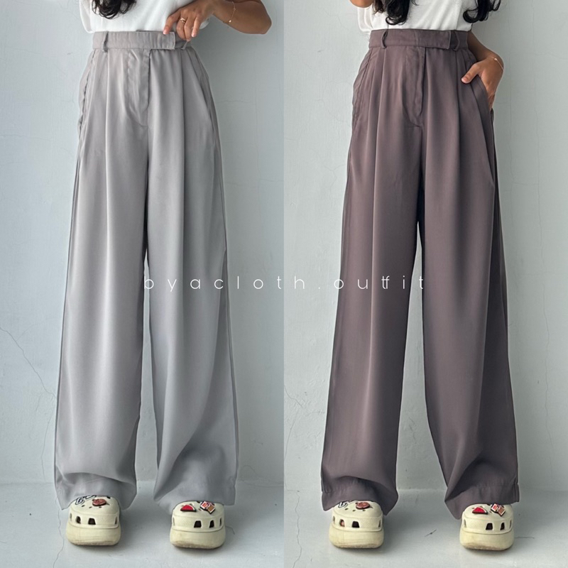 BYACLOTH Zupa Loose Pants Trousers Wanita Celana Anti Kusut - Celana Kulot Wanita - Celana Kantor Formal Casual