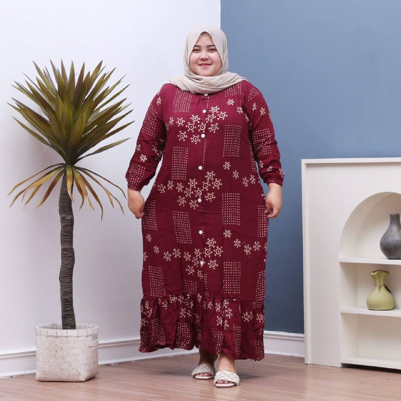 dress andin motif bunga gamis bahan rayon premium pakaian muslim wanita terbaru