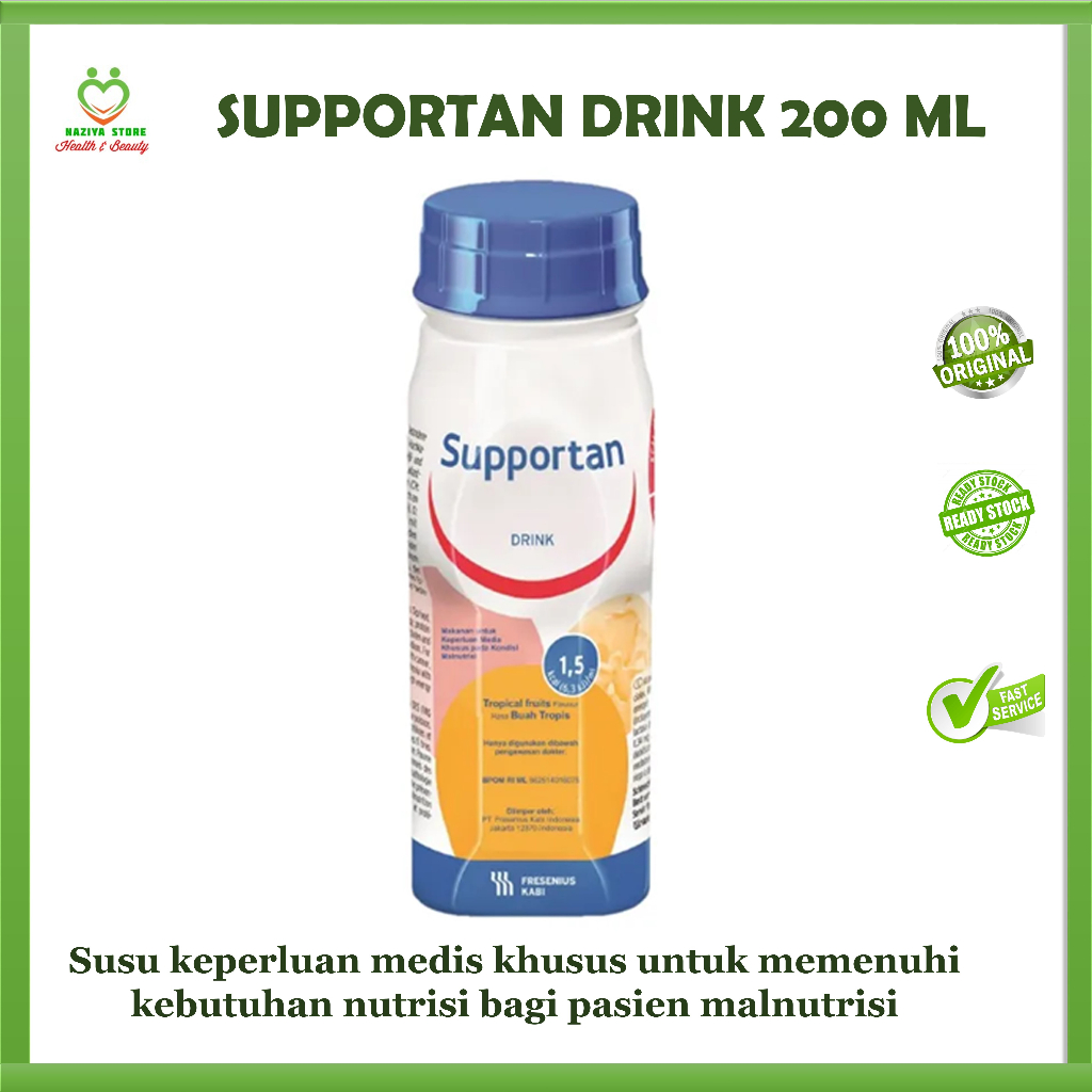 

SUPPORTAN DRINK TROPICAL FRUITS 200 ML terapi malnutrisi dengan nutrisi lengkap 300 kalori per botol