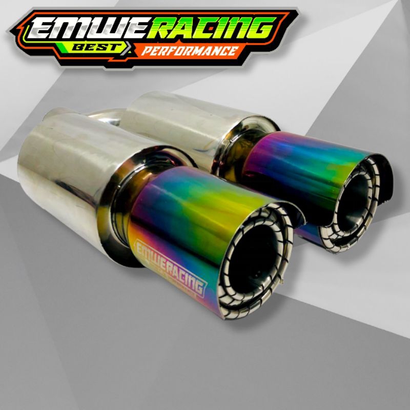 KNALPOT Mobil EMWE RACING GRONEL SEDET TRIPEL CABANG PELANGI FULL STENLIS Ngebas Adem Bulet Empuk Ga