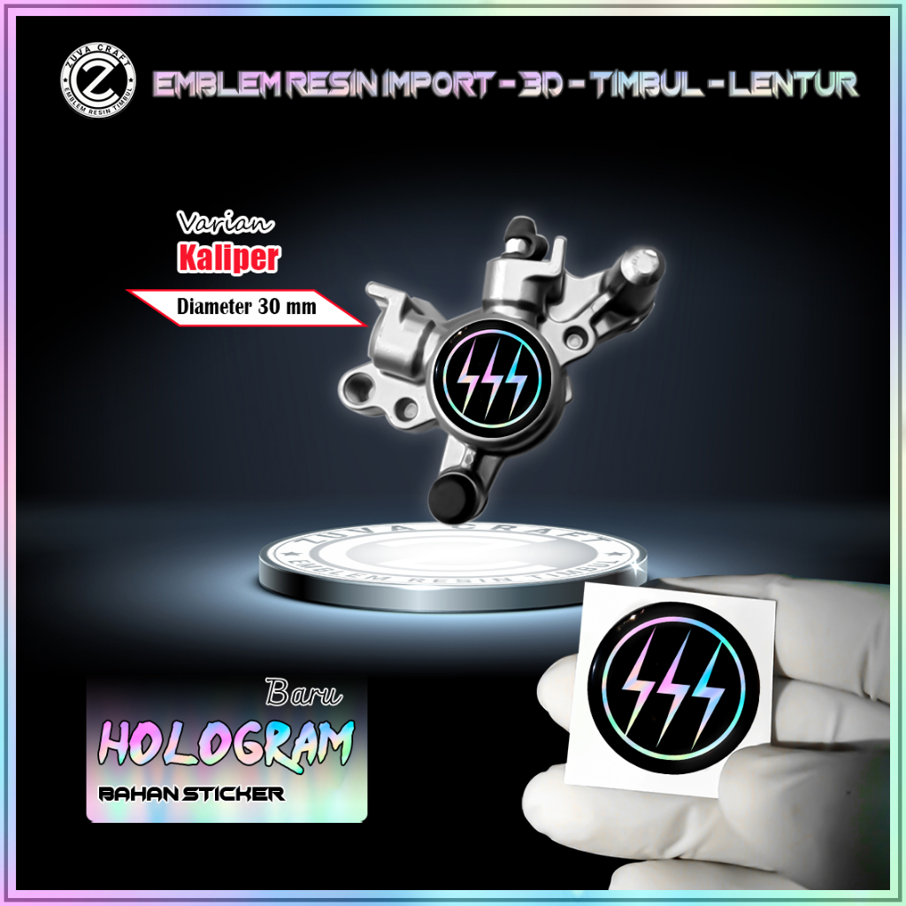 STIKER HOLOGRAM MOTOR EMBLEM 3D LOGO SSS HOLOGRAM KALIPER REM AKSESORIS YAMAHA HONDA SUZUKI KAWASAKI