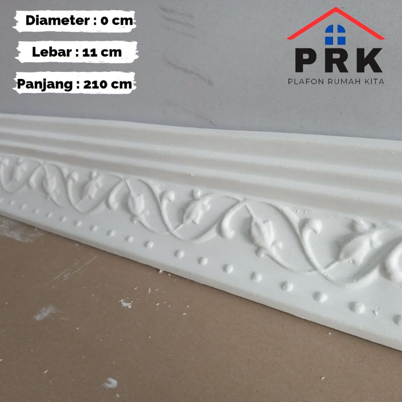 Lis List Gypsum Gipsum Motif Kuncup lebar 12cm Plafon ornament dekoratif untuk Interior Plafond hias