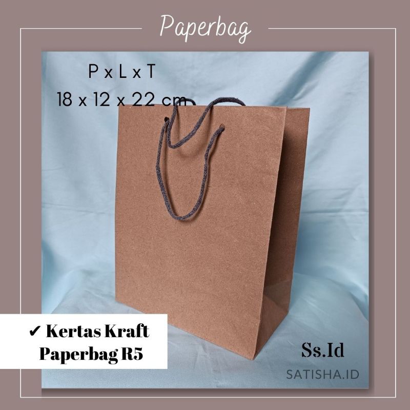 

Paperbag polos Coklat tas bungkus kado gift bahan kraft 22x18x12 (R5)