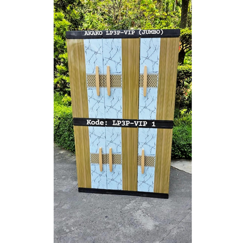 LEMARI PAKAIAN PLASTIK 3 PINTU JUMBO GANTUNG KACA AKAKO VIP 3 PINTU
