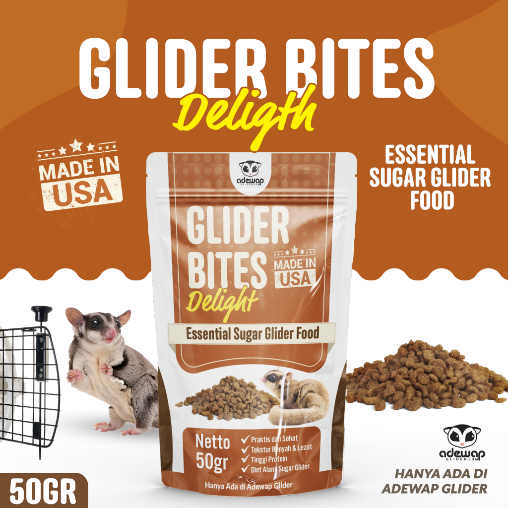 ADEWAP GLIDER Glider Bites Delight Food : Makanan Pellet Protein Hewani Sugar