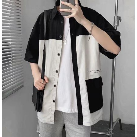 Kemeja terbaru 2023 lengan pendek putih KOREA cod premium murah U0C6 Oversize Formal jumbo fashion o