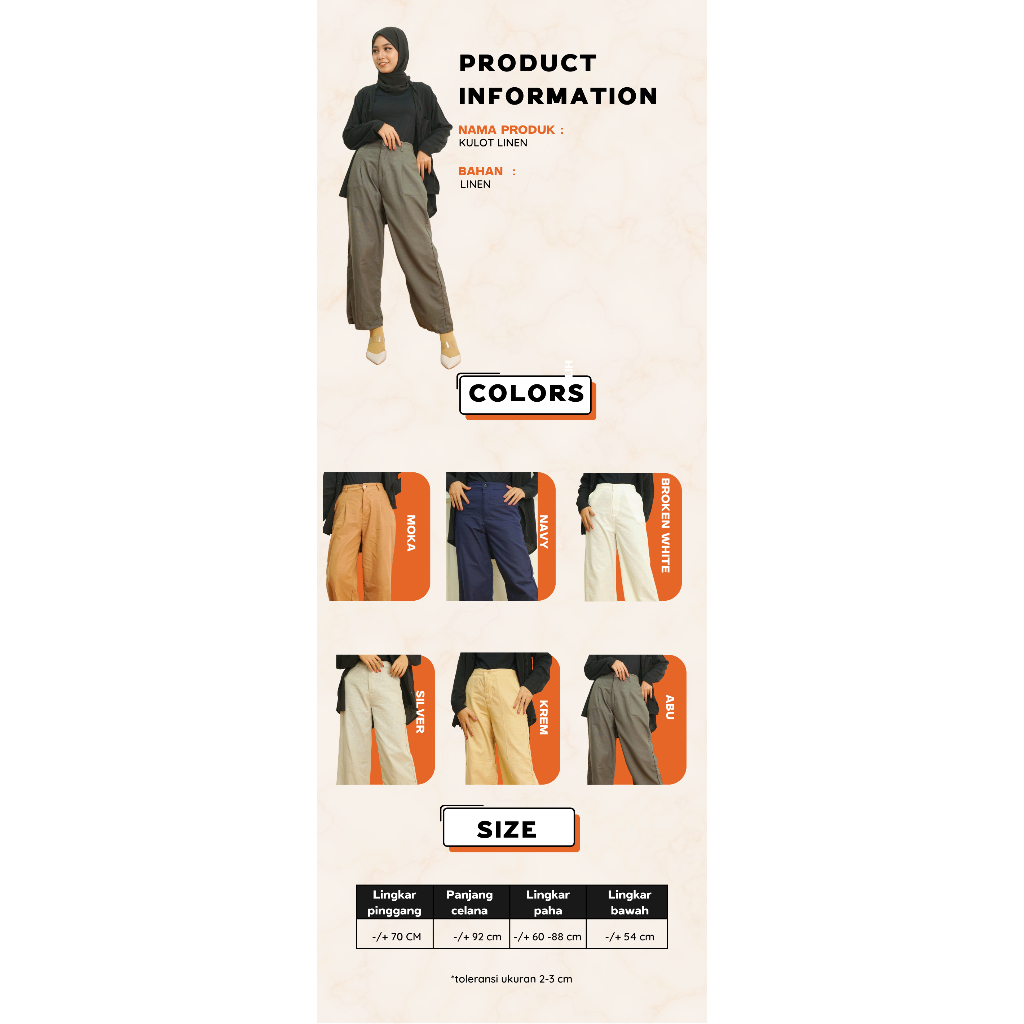 diskon pgs celana panjang kulot linen highwaist yuka laura slim cullote seoul linen rami premium