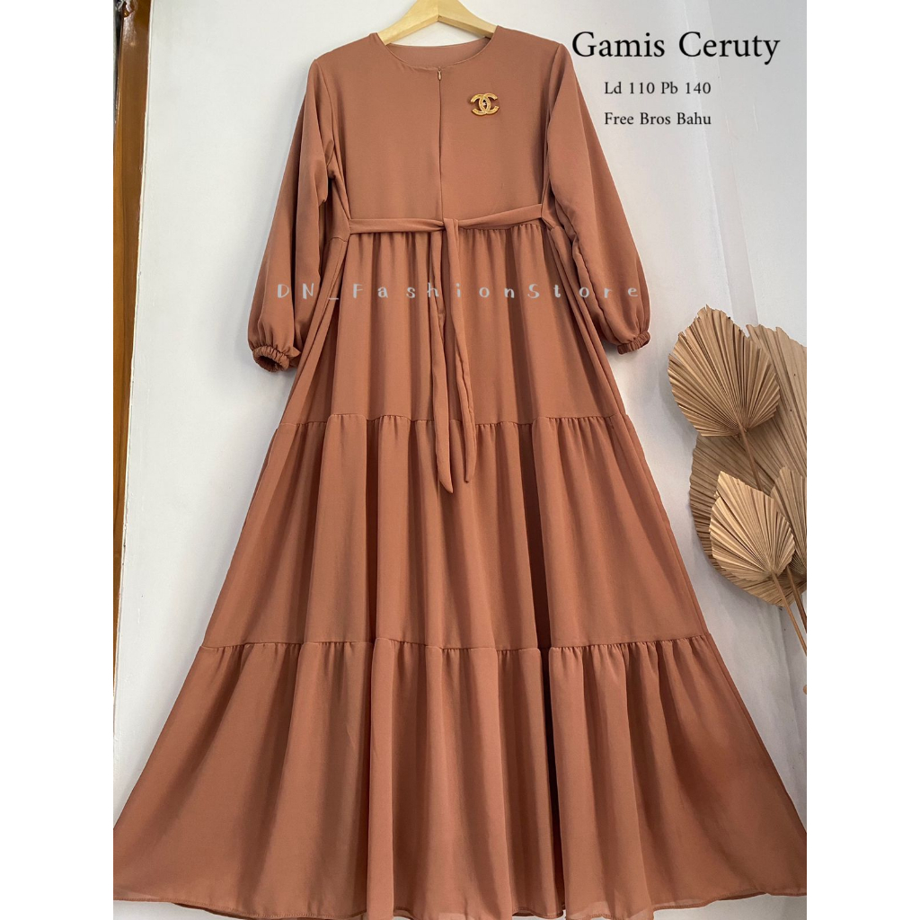 RB Gamis/Dress Ceruty Babydoll Polos Free Bros Bahu Best Seller