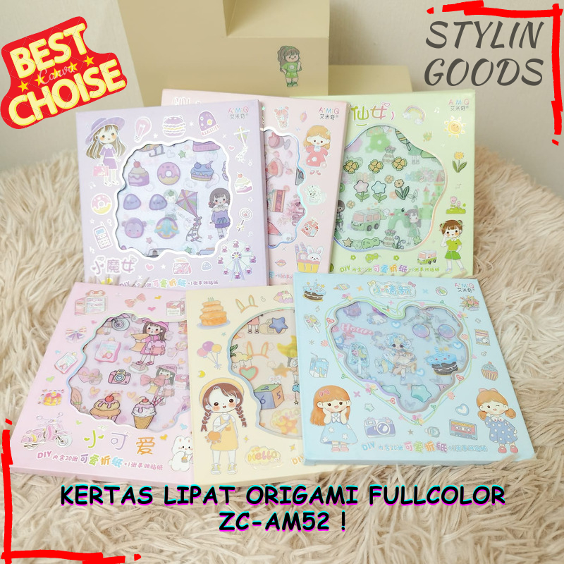 

KERTAS LIPAT ORIGAMI FULLCOLOR ZC-AM52 / 1 BOX KERTAS ORIGAMI DAN STIKER CEWE KUE / MAINAN KERAJINAN TANGAN UNTUK ANAK ANAK BISA COD