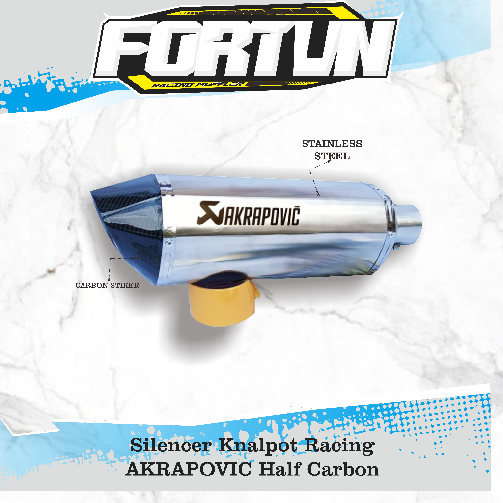 Silencer Knalpot Racing AKRAPOVIC Half Carbon