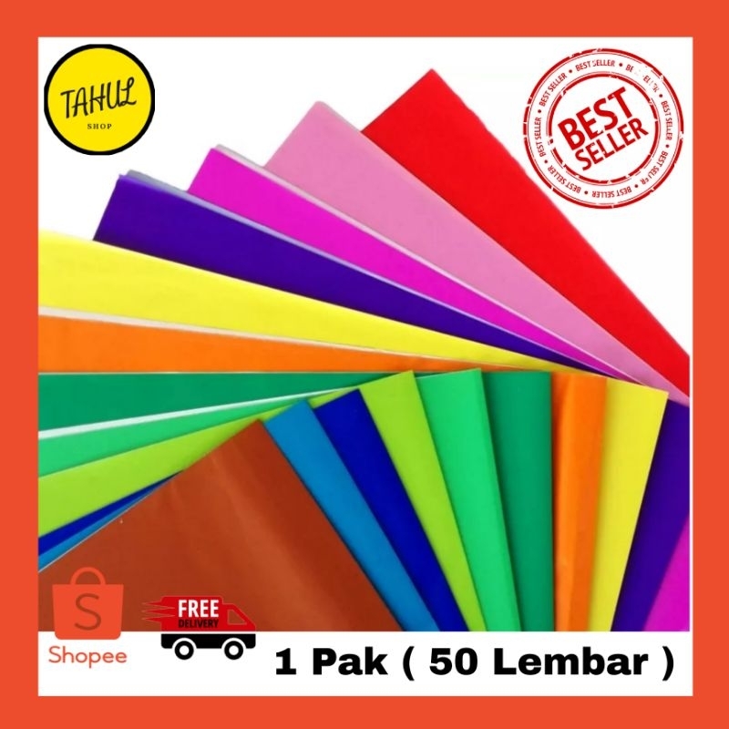 

1 Pak ( 50 Lembar ) Kertas marmer/sukung/kertas manggis / Kertas Kado Warna / Kertas Warna Polos