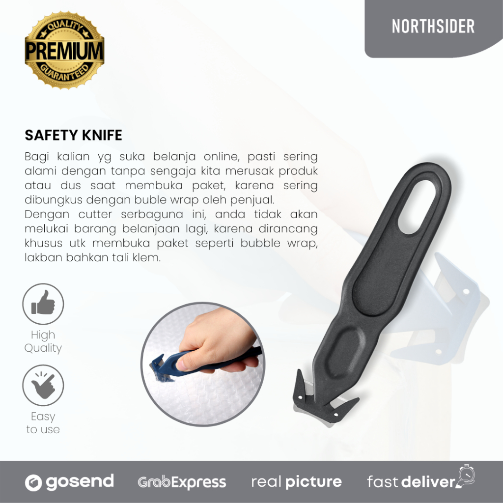 Pisau cutter pemotong bubble wrap - buka paket - kardus | safety knife