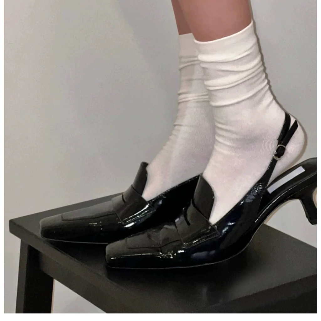 [READY] 시크 — #TCC447 marie shoes — import sepatu heels hitam glossy flat shoes marie jane uniform sc