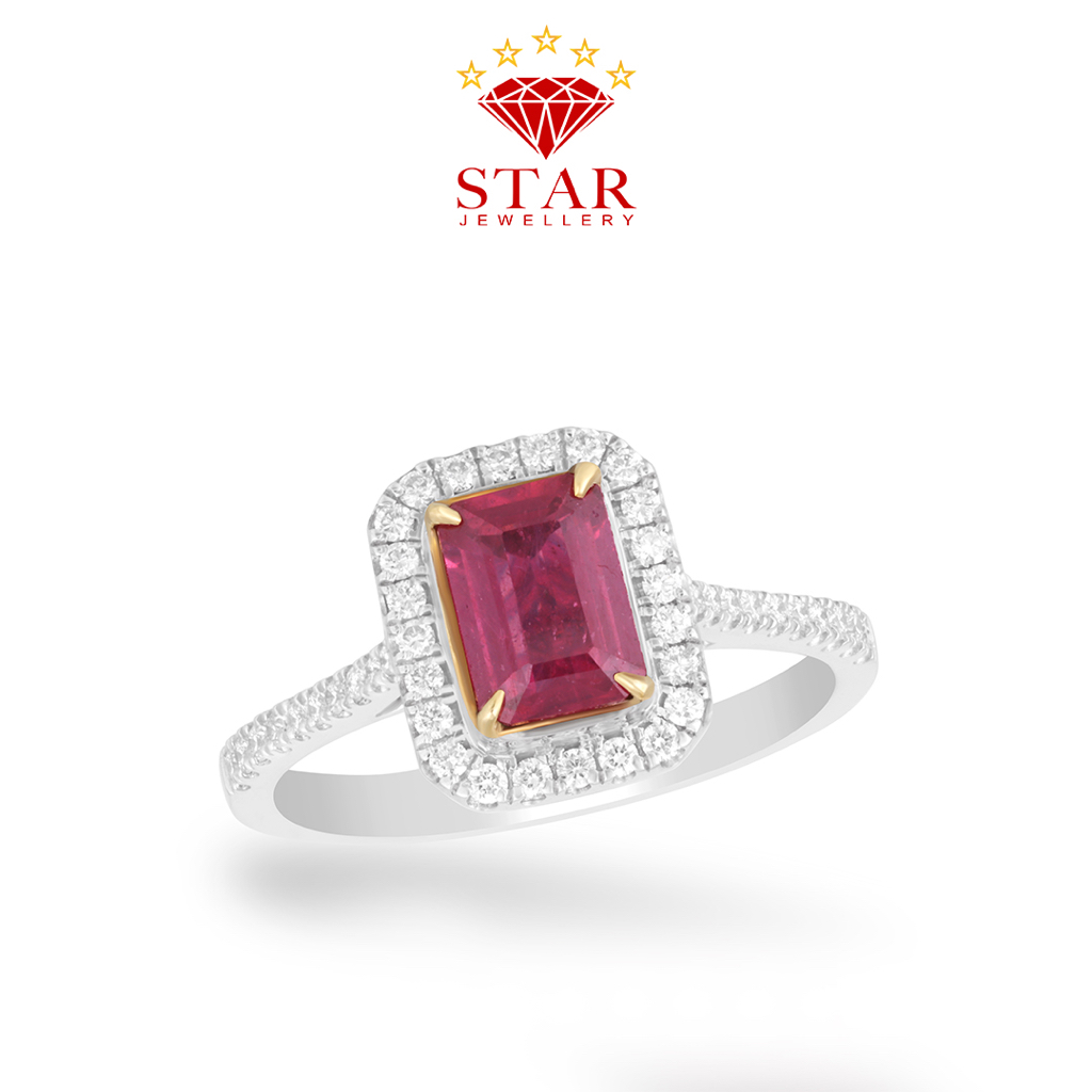 Cincin Berlian Wanita Batu Ruby Asli Star Jewellery LPLR1169867