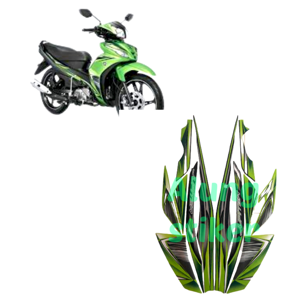 STIKER STRIPING LIS LES BODY MOTOR YAMAHA JUPITER Z1 TAHUN 2012 WARNA HITAM-HIJAU 1SET STANDAR