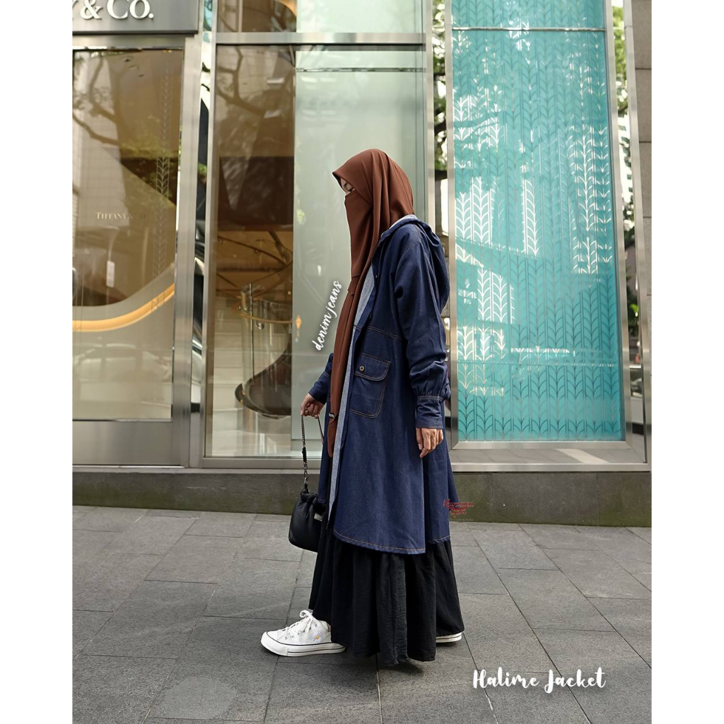 Halime Jacket by Khumaira Syari | Jaket Outer Oversize Wanita Muslimah | Jaket Denim Oversize