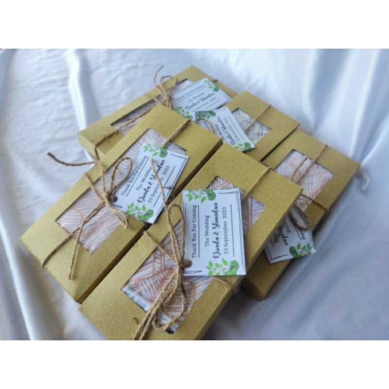 Souvenir pouch kanvas plus packing box free Desain