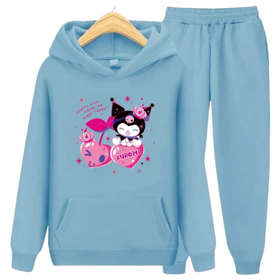 Setelan Sweater Anak Motif Kuromi Umur 6 Tahun - 12 Tahun Sweater Hoodie Set Anak Perempuan