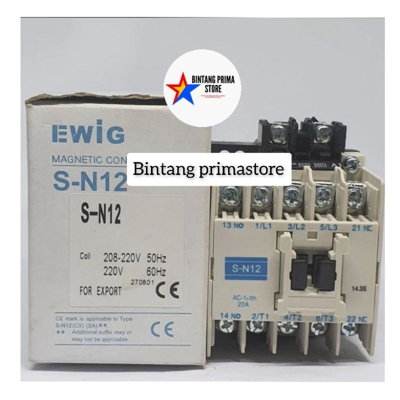 Kontaktor/Contactor S-N12 / SN12 20A 3P Merk EWIG