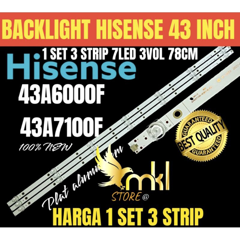 BACKLIGHT TV LED HISENSE 43 INCH 43A6000F