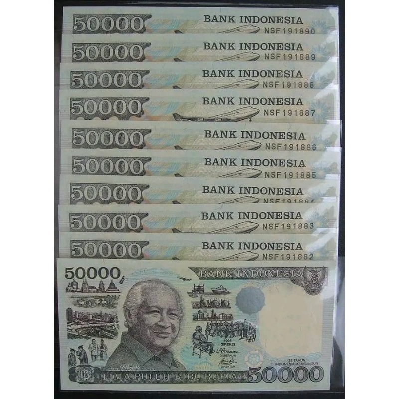 UANG KUNO KERTAS 50000 RUPIAH SOEHARTO TAHUN 1995